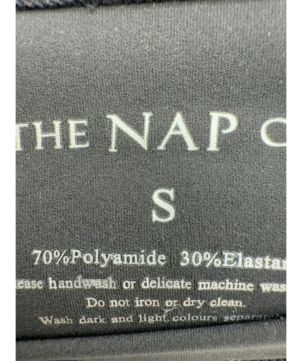 The NAP Co. Black Slim-Fit Round-Neck Stretch-Woven Bodysuit, size UK S — care label