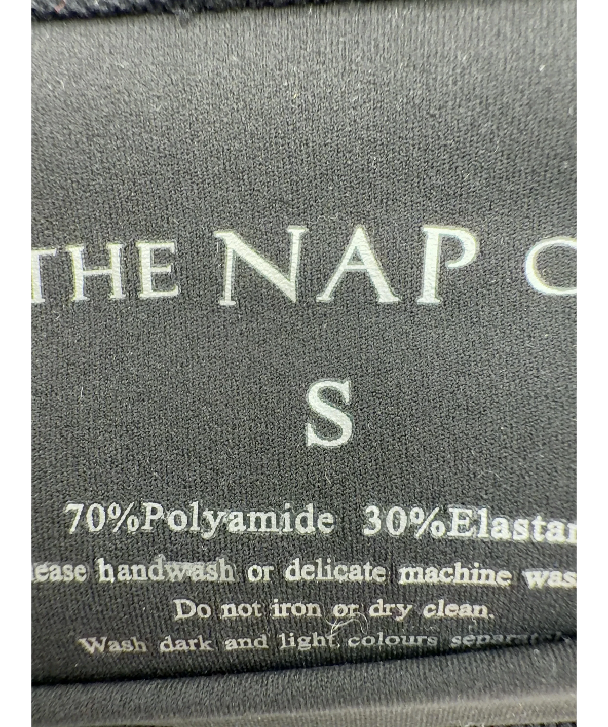 The NAP Co. Black Slim-Fit Round-Neck Stretch-Woven Bodysuit, size UK S — care label