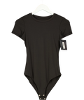 The NAP Co. Black Slim-Fit Round-Neck Stretch-Woven Bodysuit, size UK S — front
