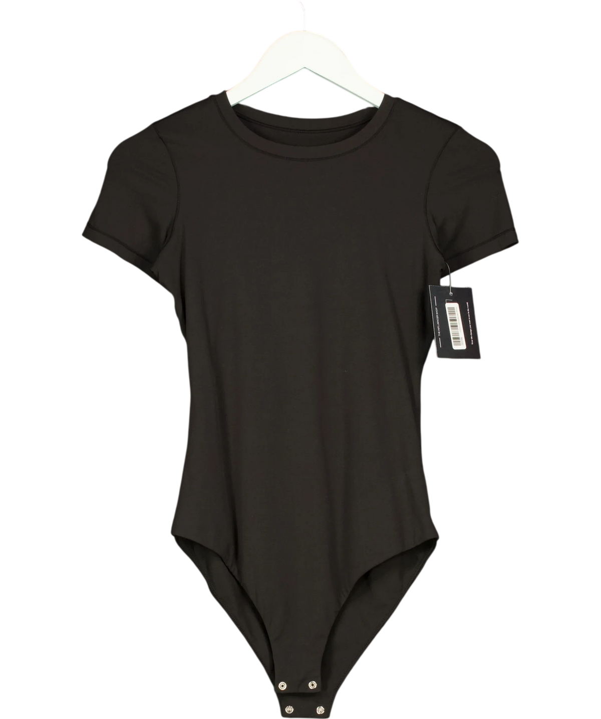 The NAP Co. Black Slim-Fit Round-Neck Stretch-Woven Bodysuit, size UK S — front