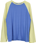 ZARA Blue raglan long-sleeve colourblock t-shirt, size UK M — front