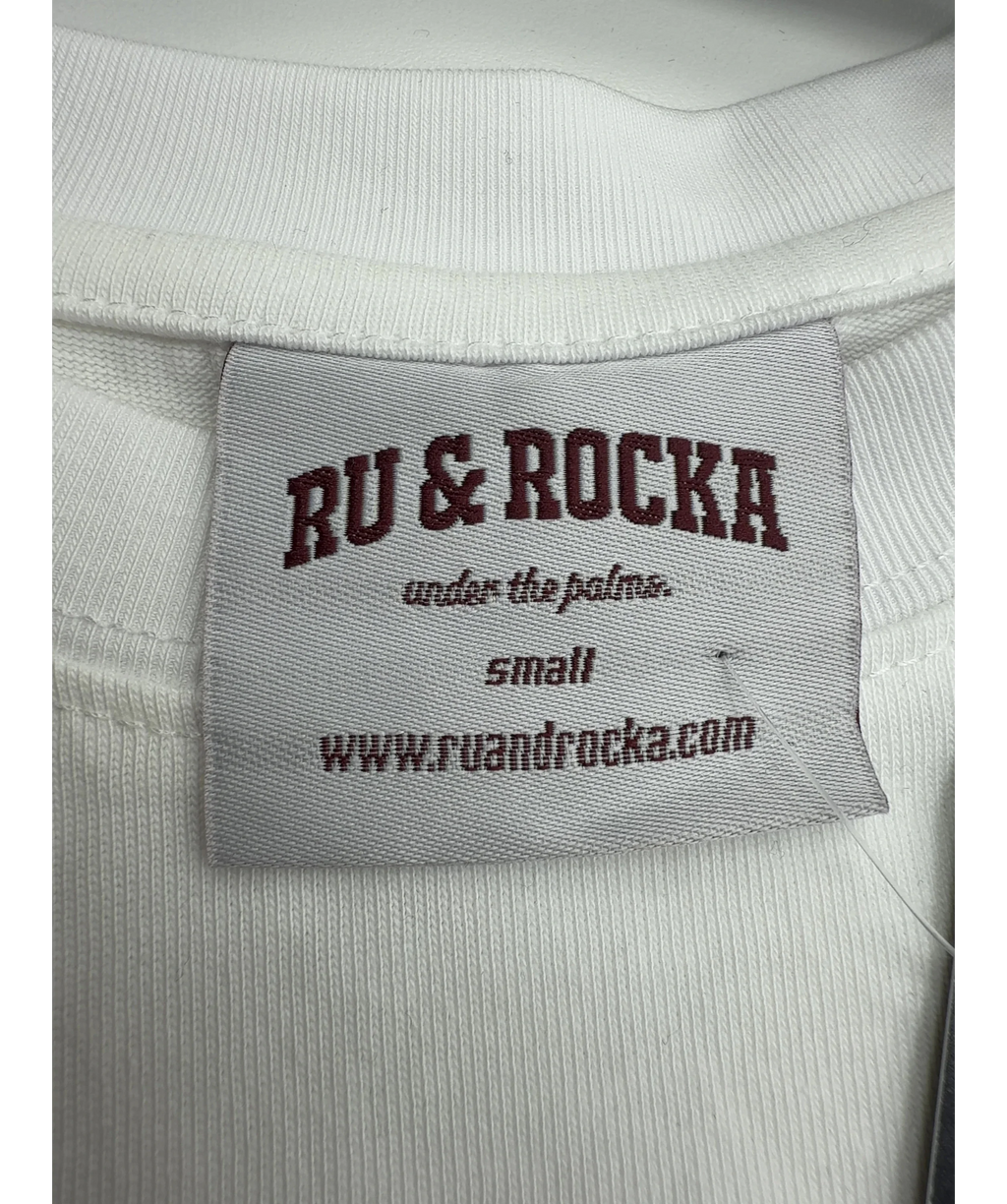 Ru & Rocka White White Cropped Tee, size UK S — detail