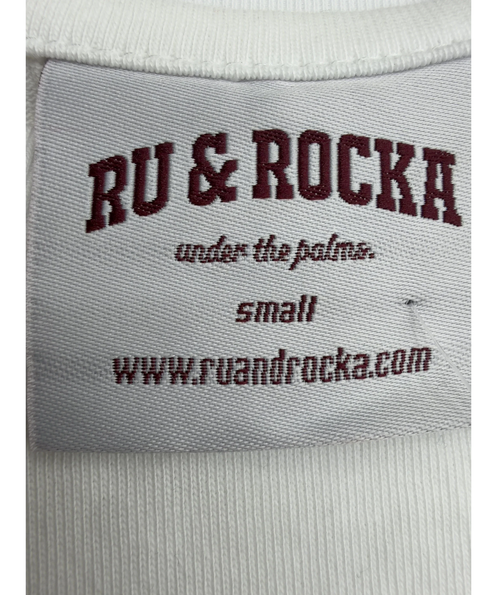 Ru & Rocka White White Cropped Tee, size UK S — care label