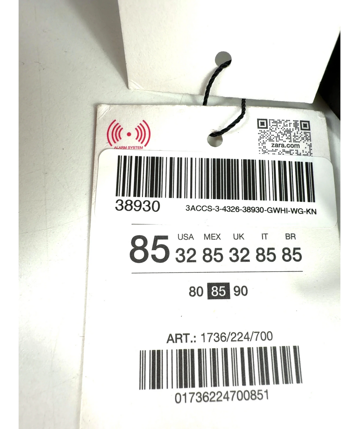 ZARA Black Studded Leather Belt, size UK S — label