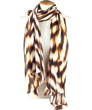 Runaway The Label Brown Abstract Animal Print Scarf UK XS/S