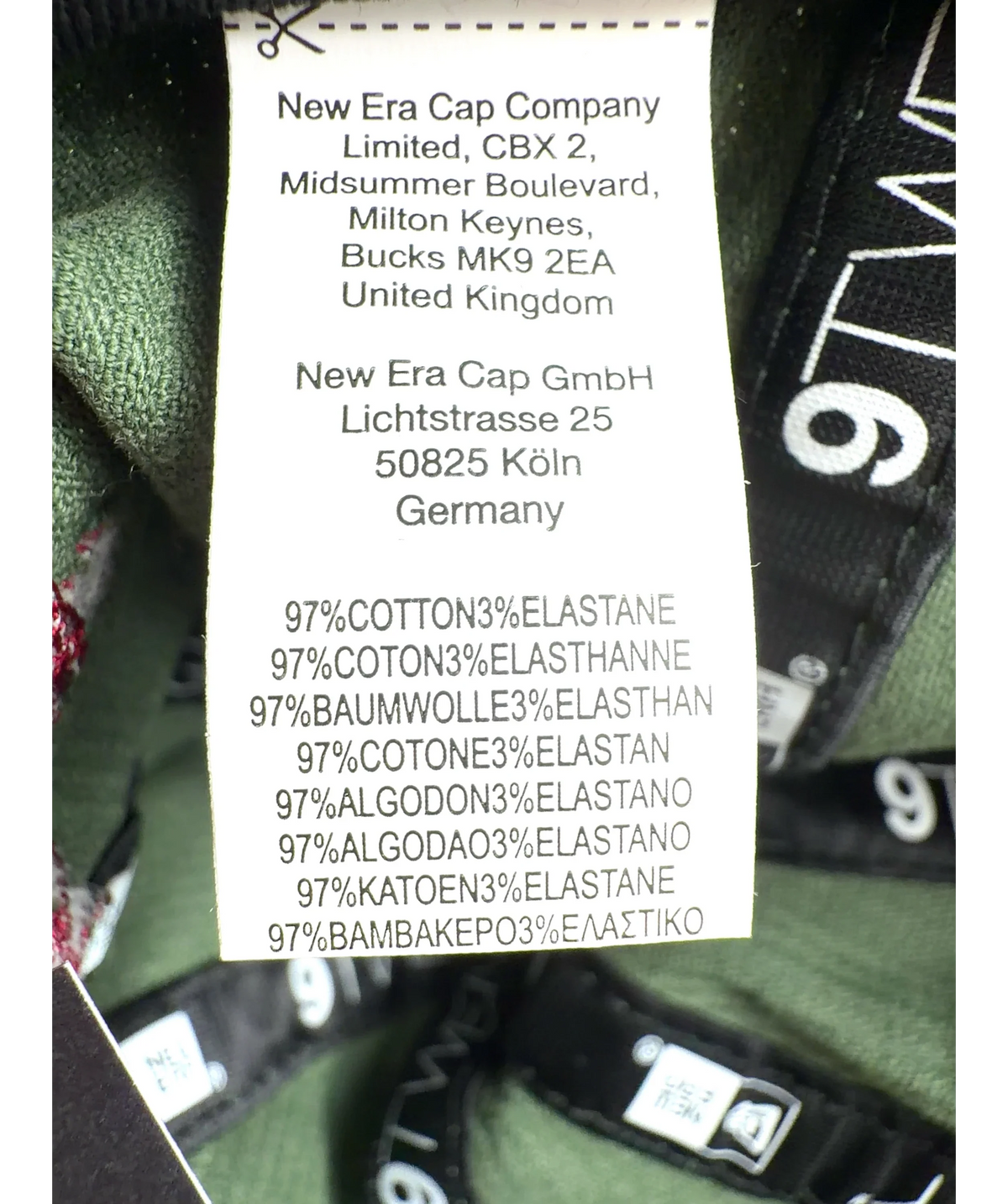 New Era Green Colour — care label