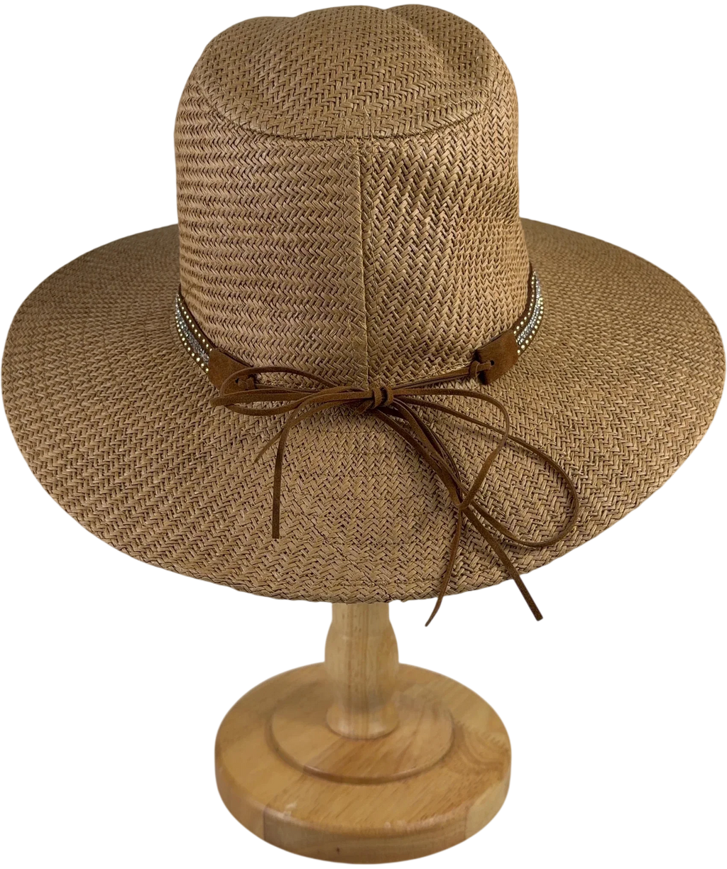Melissa Odabash Beige Kate Fedora — back