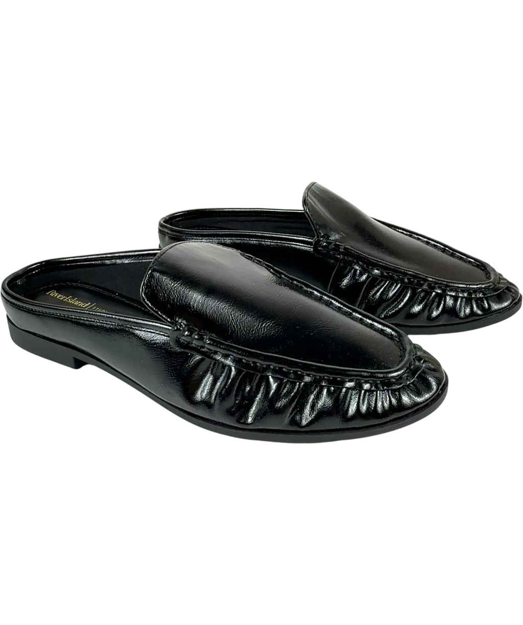 River Island Black Black Backless Ruched Loafer, size UK 5 EU 38 👠 — front