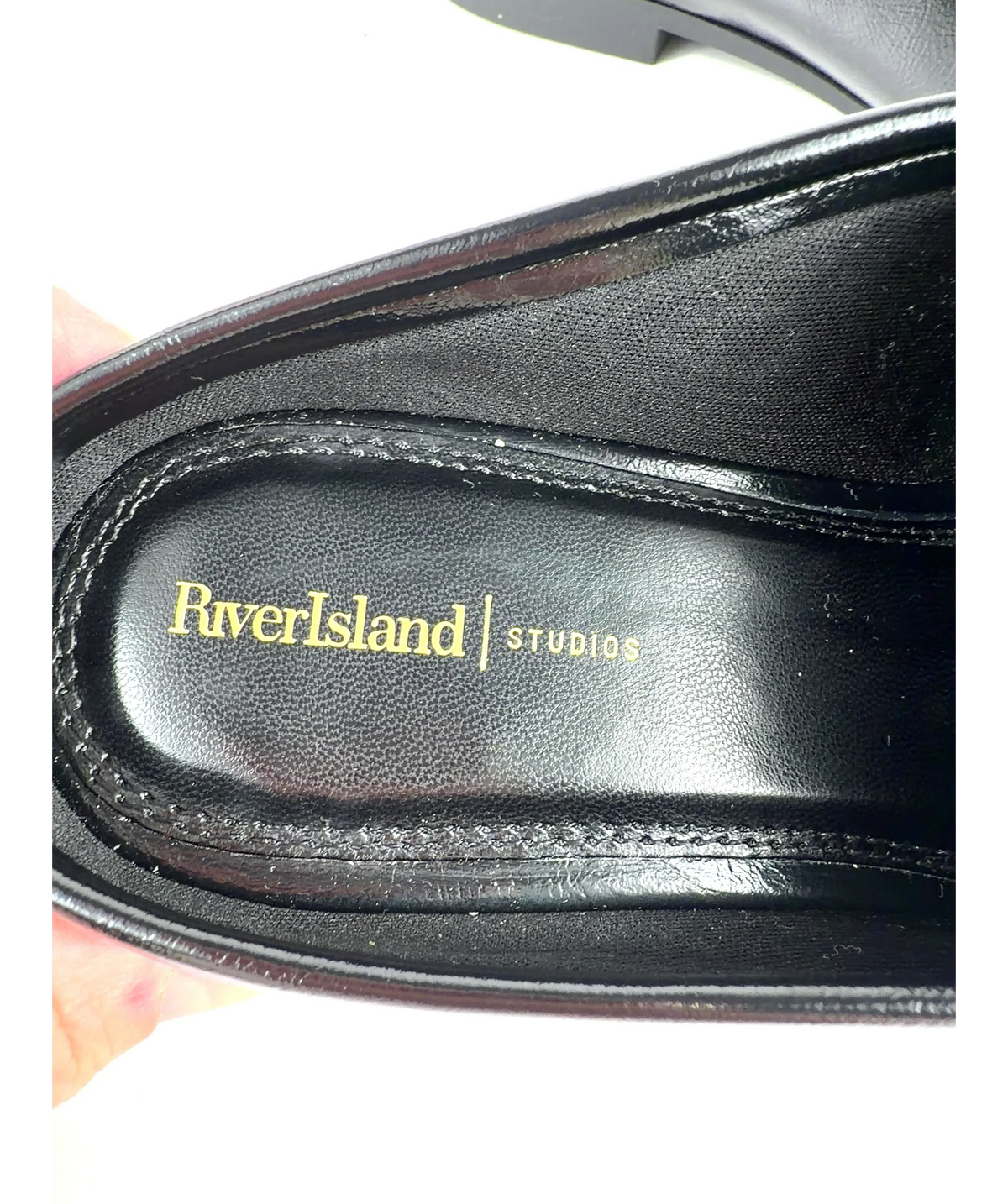 River Island Black Black Backless Ruched Loafer, size UK 5 EU 38 👠 — care label