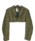 Harris Tweed Green Cropped Green Glen Check Blazer, size UK S — front