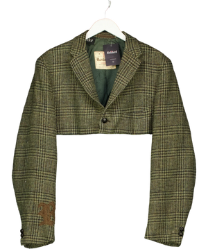 Harris Tweed Cropped Green Glen Check Blazer UK S