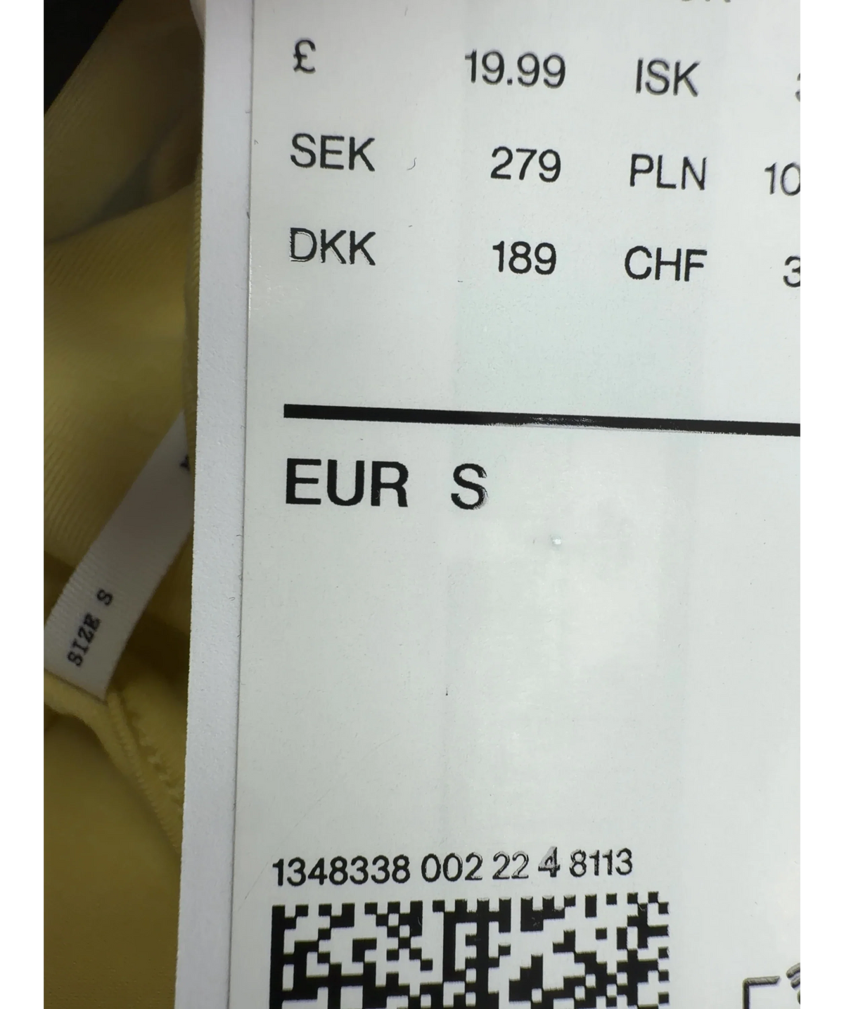 Monki Yellow Colour, size UK S — care label