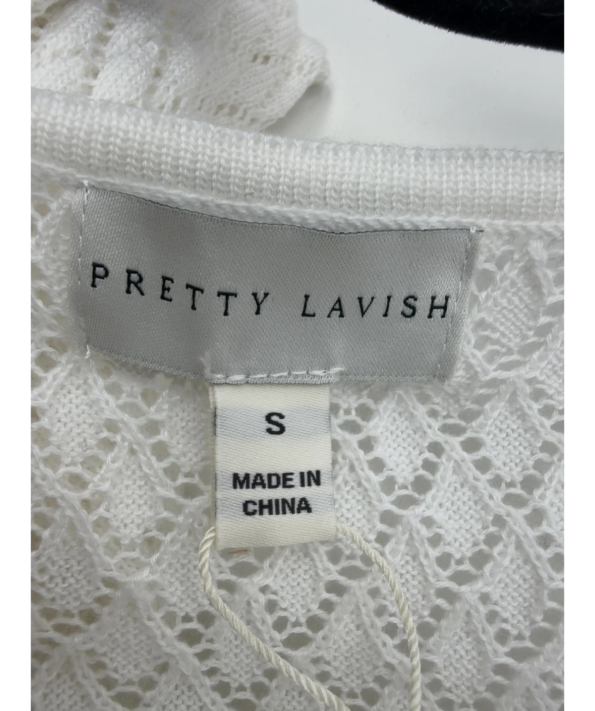 PRETTY LAVISH White Croisette Long Sleeve Knit Beaded Midaxi Dress, size UK S — detail
