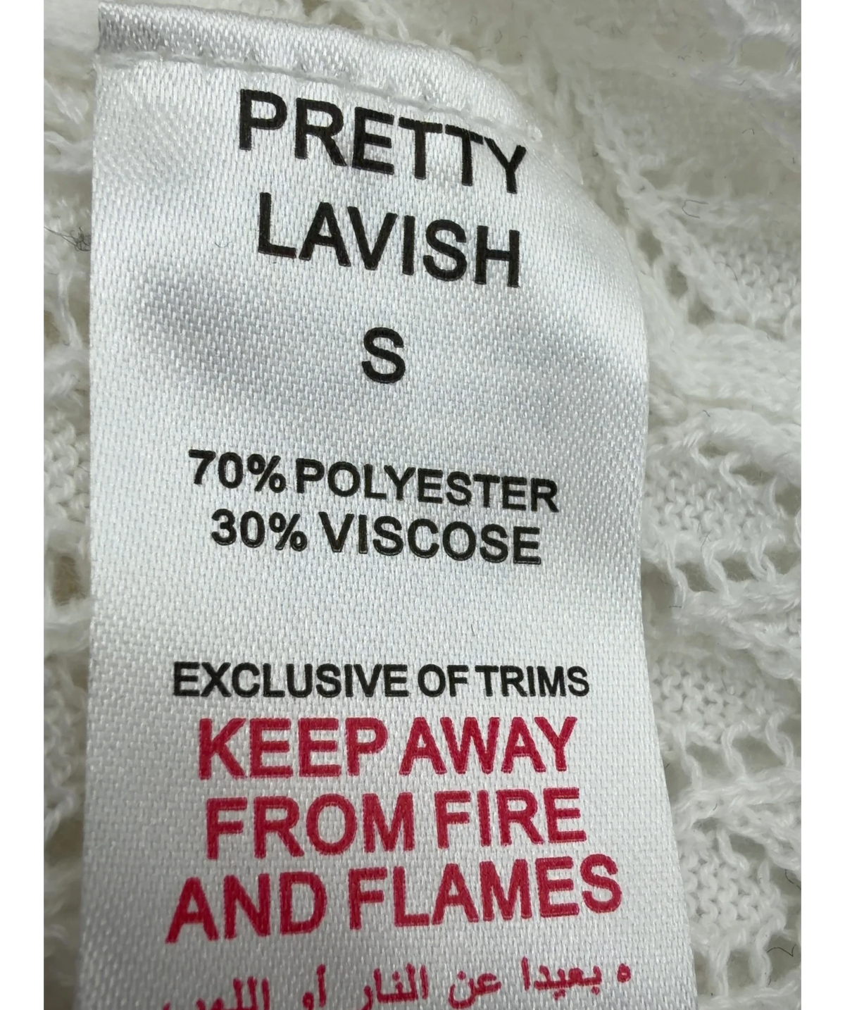 PRETTY LAVISH White Croisette Long Sleeve Knit Beaded Midaxi Dress, size UK S — label