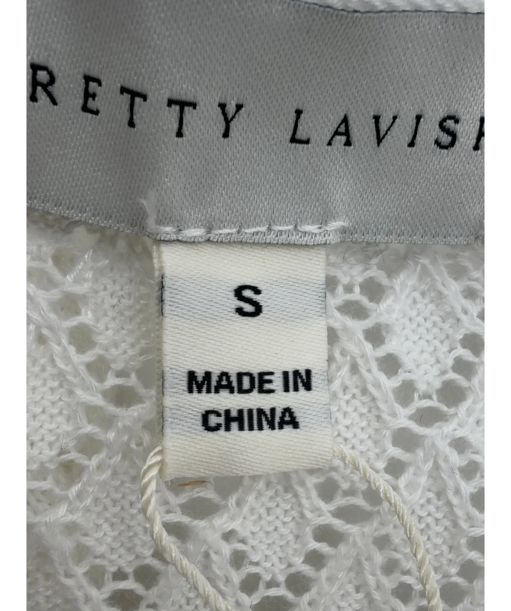PRETTY LAVISH White Croisette Long Sleeve Knit Beaded Midaxi Dress, size UK S — care label