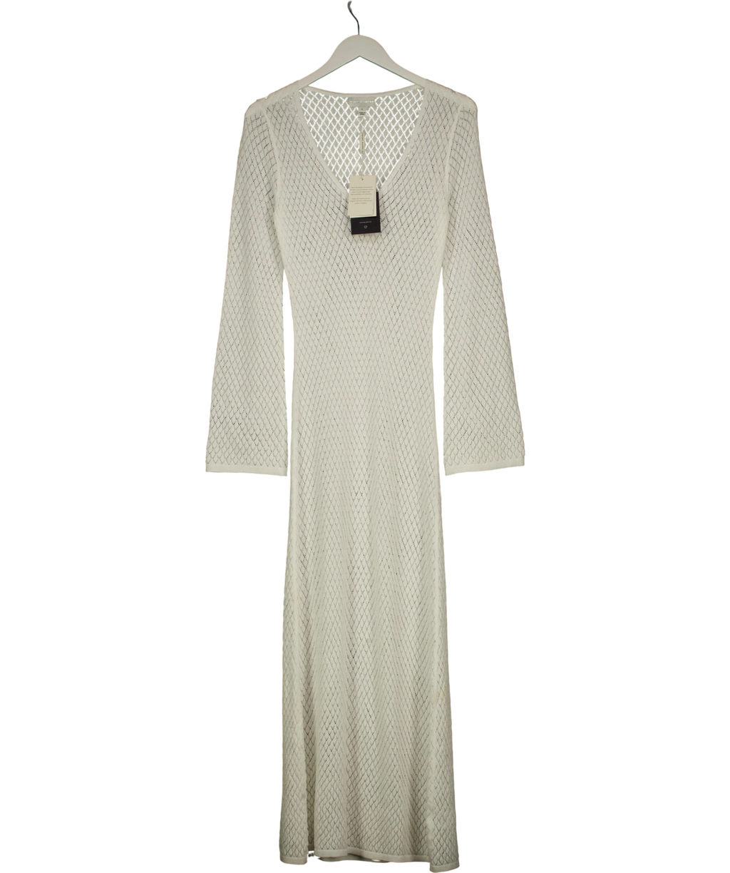 PRETTY LAVISH White Croisette Long Sleeve Knit Beaded Midaxi Dress, size UK S — front