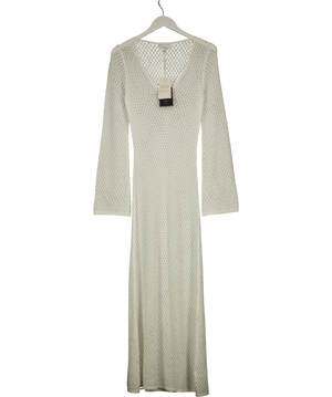 Pretty Lavish Croisette Knit Beaded Midaxi Dress White S