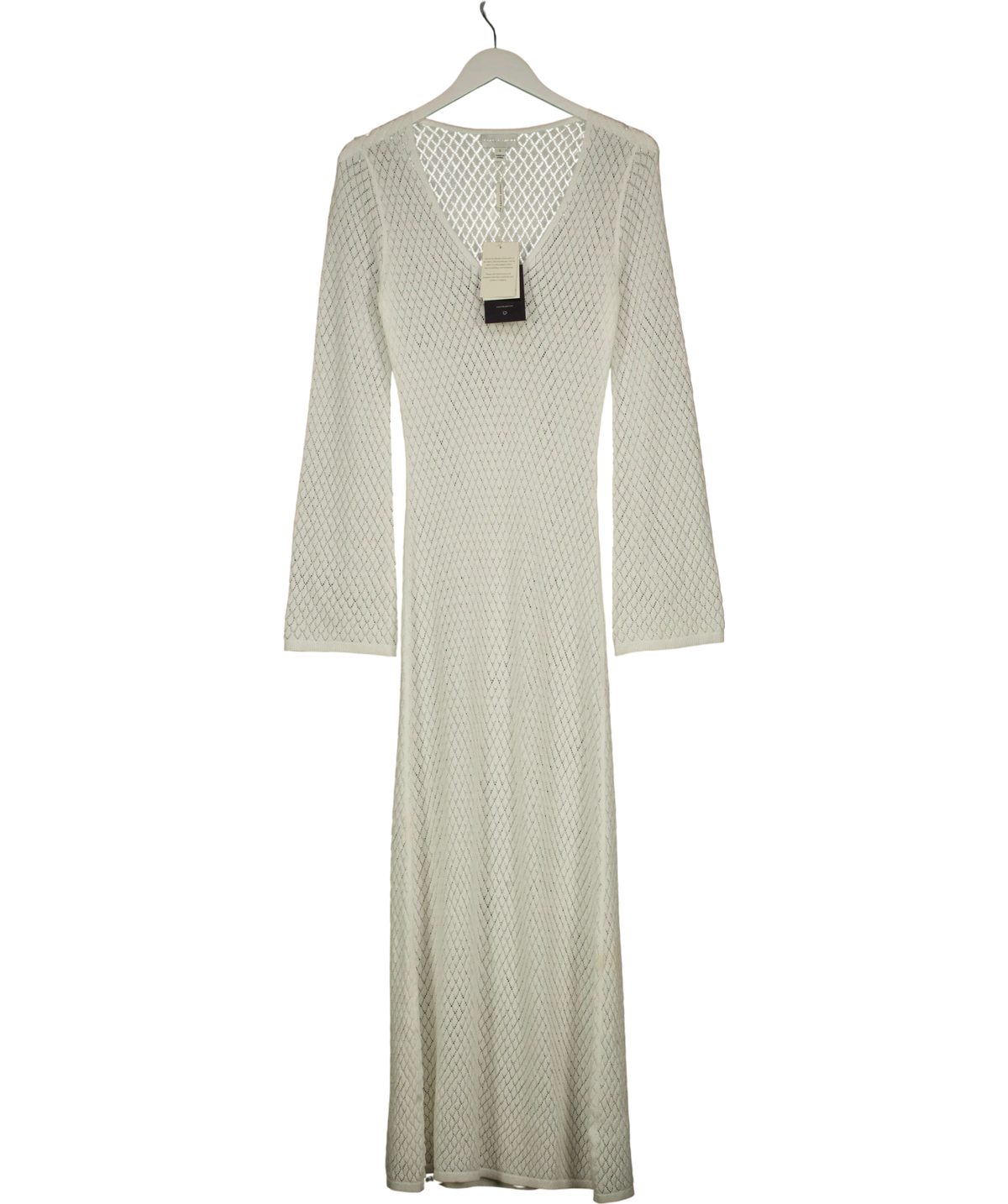 PRETTY LAVISH White Croisette Long Sleeve Knit Beaded Midaxi Dress, size UK S — front