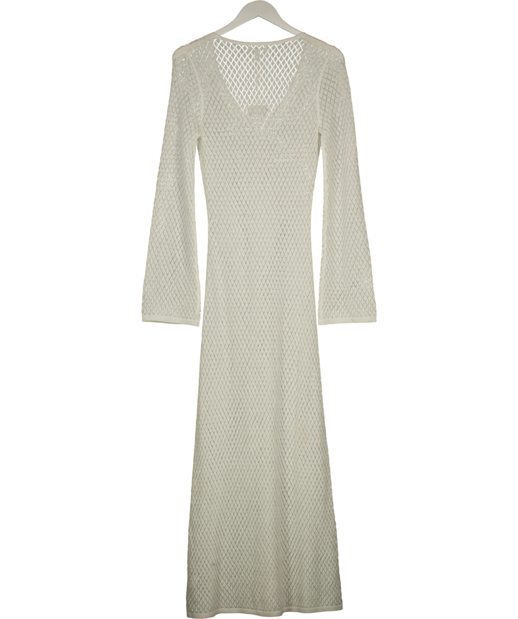 PRETTY LAVISH White Croisette Long Sleeve Knit Beaded Midaxi Dress, size UK S — back