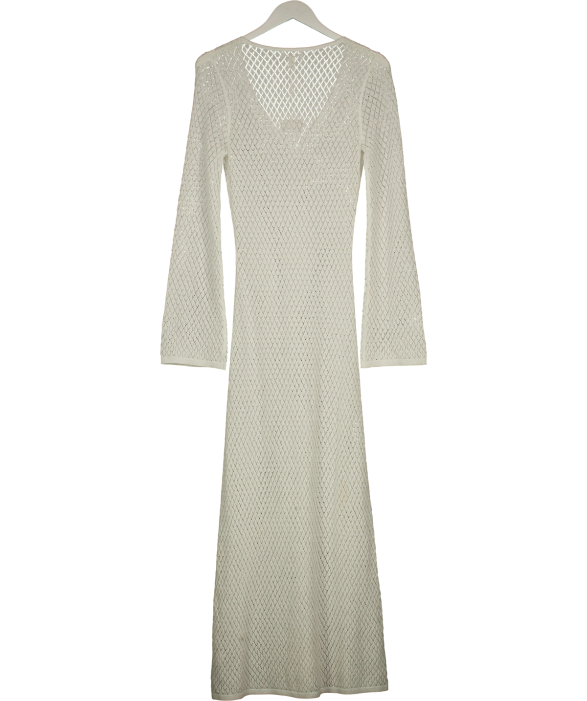 PRETTY LAVISH White Croisette Long Sleeve Knit Beaded Midaxi Dress, size UK S — back