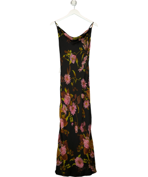 Topshop Black Cowl Floral Midi Dress UK 8