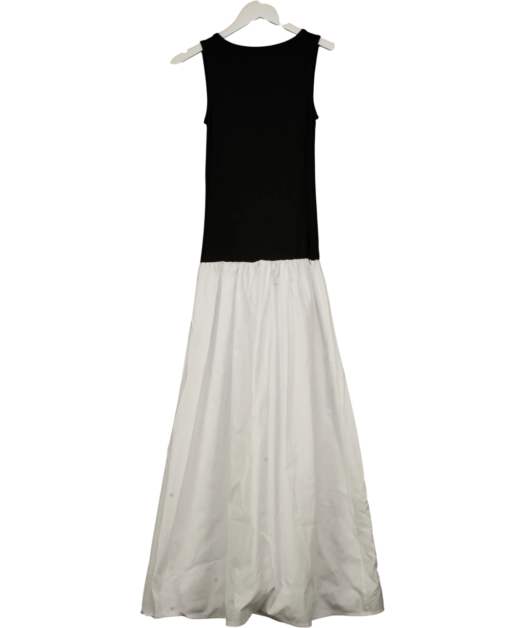 ASOS Black contrast maxi/midi dress with poplin skirt, size UK 8 — front