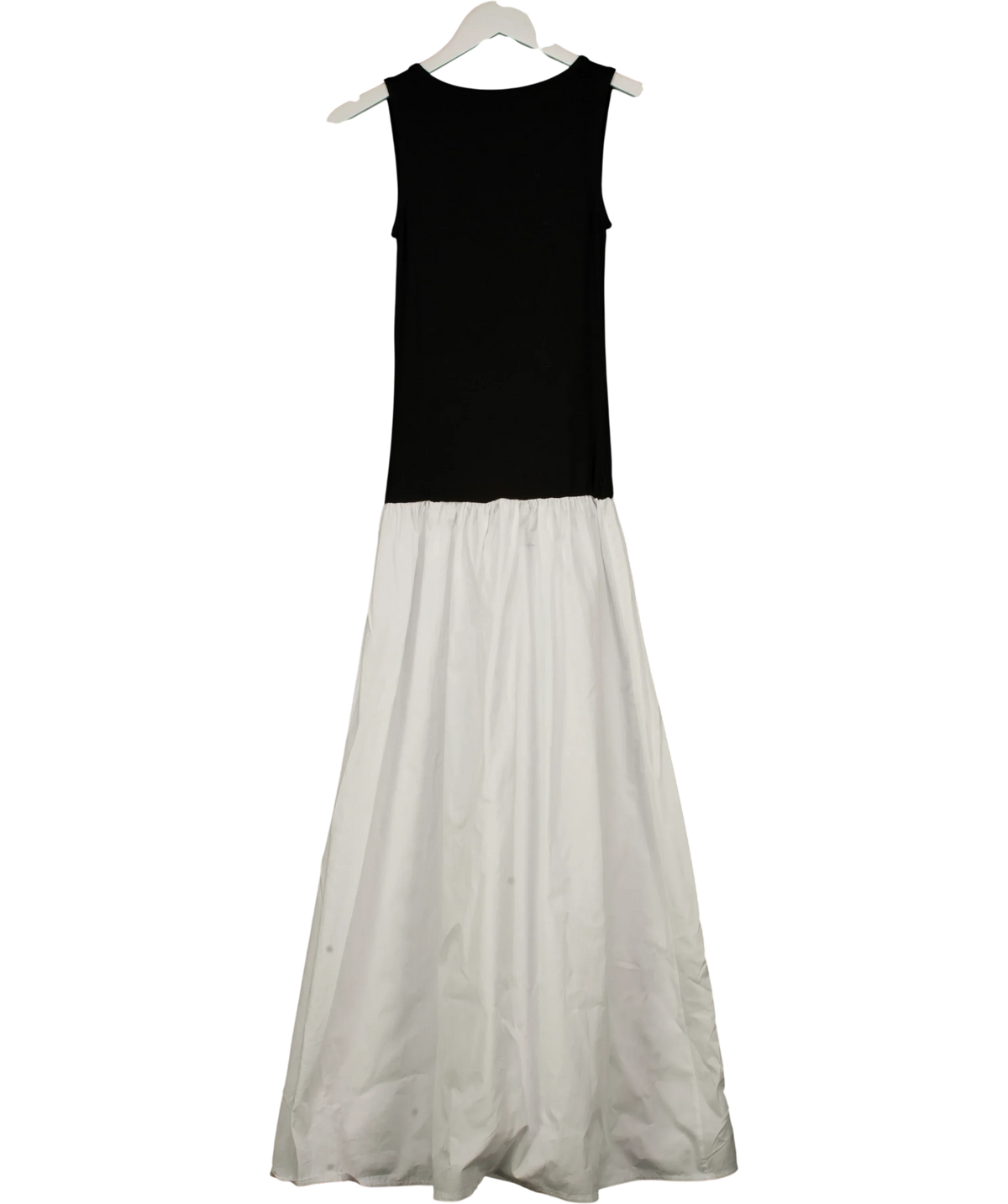 ASOS Black contrast maxi/midi dress with poplin skirt, size UK 8 — front