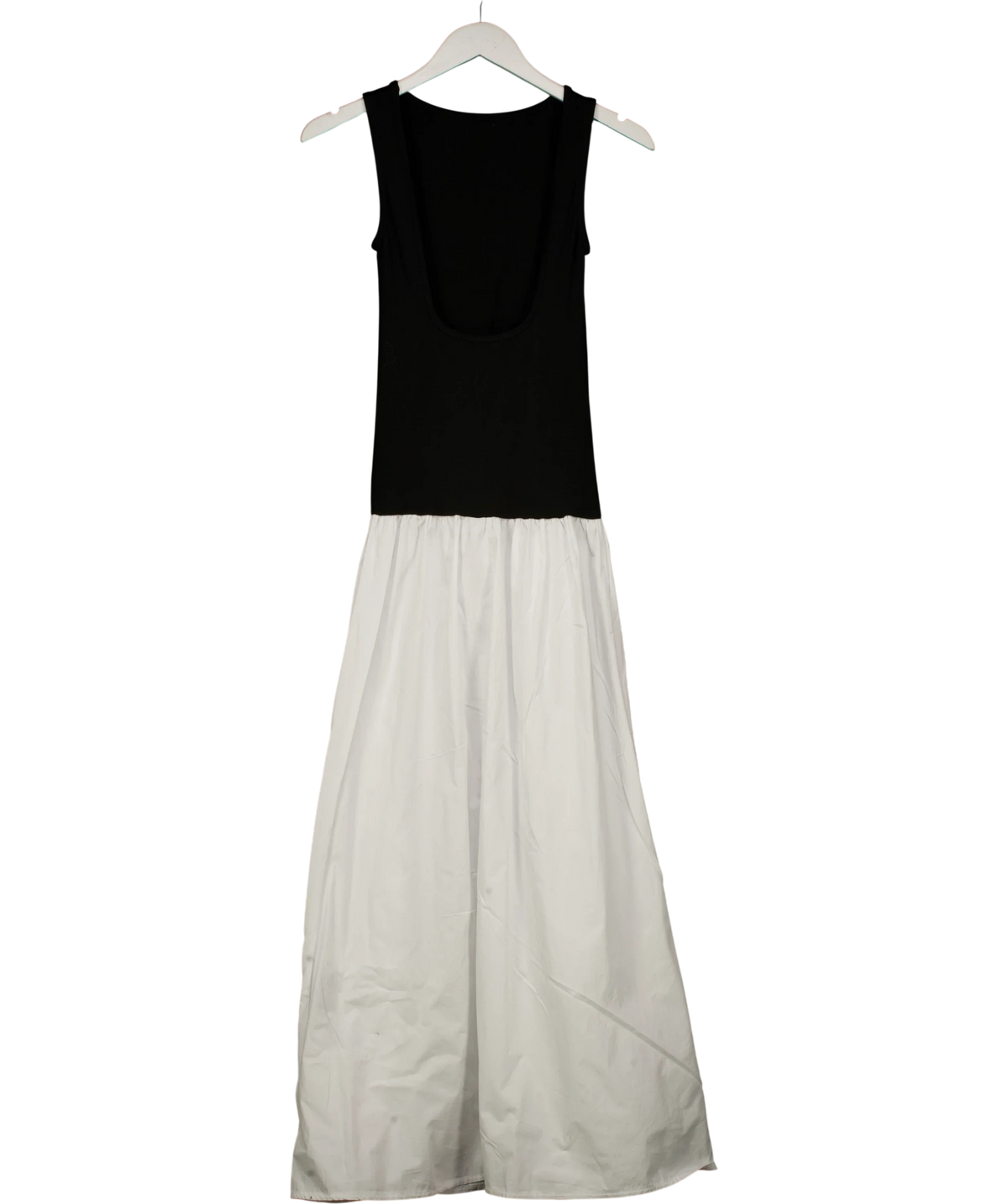 ASOS Black contrast maxi/midi dress with poplin skirt, size UK 8 — back