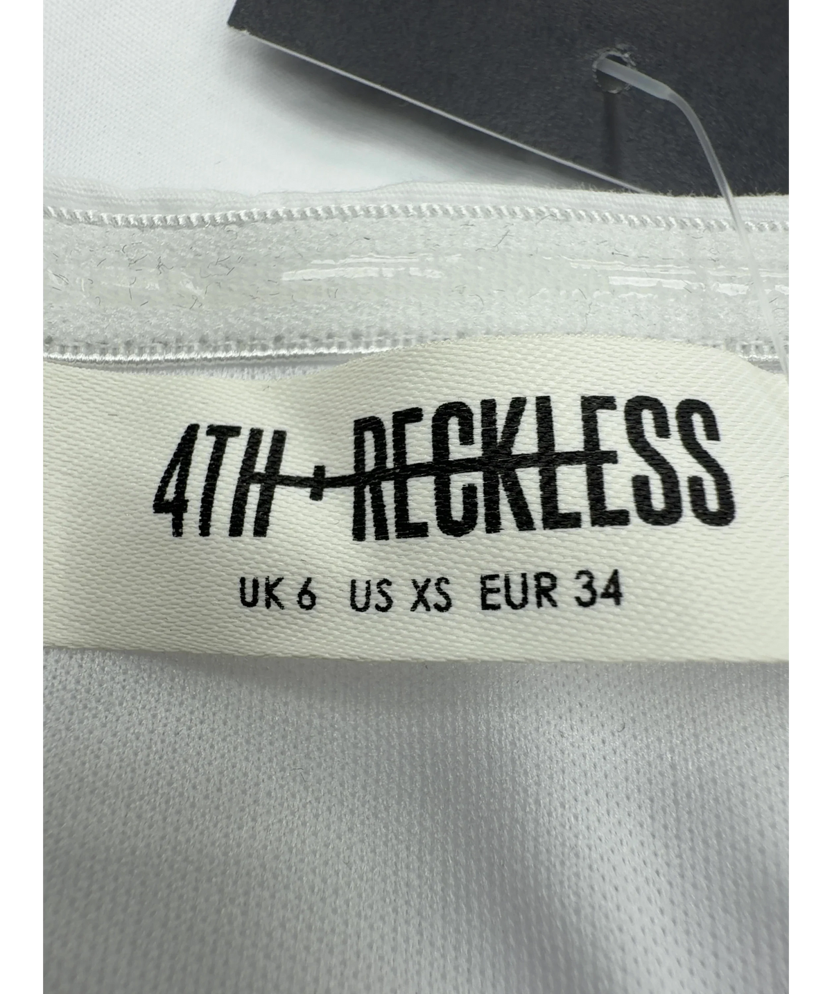 4th & Reckless White White Cotton Poplin Drop Waist Maxi Dress, size UK 6 — detail