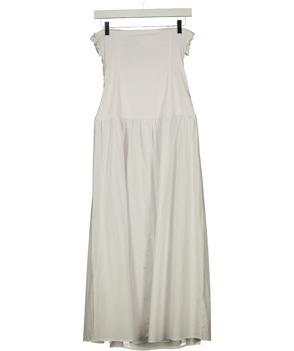 4th & Reckless White White Cotton Poplin Drop Waist Maxi Dress, size UK 6 — back
