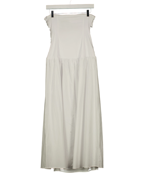 4th & Reckless White White Cotton Poplin Drop Waist Maxi Dress, size UK 6 — back