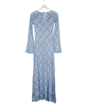 Going Somewhere Blue Lace Bell Sleeves Midi Dress UK 8