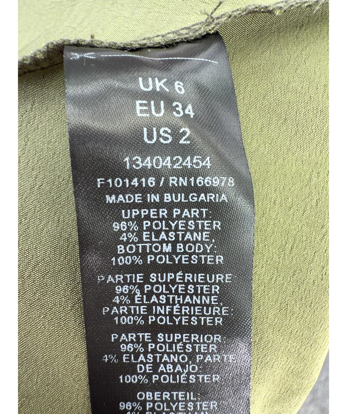 TOPSHOP Green Colour, size UK 6 — label