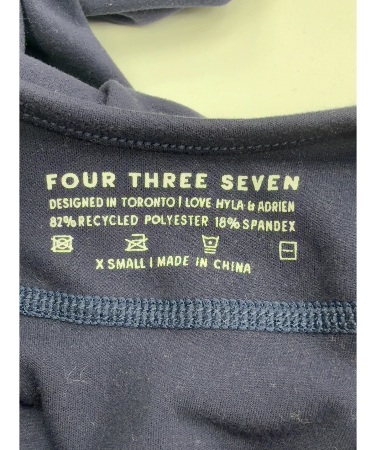 Four Three Seven navy Colour, size UK XS — label
