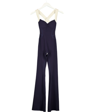 Four Three Seven Navy Blue Contrast trim Jumpsuit UK XS