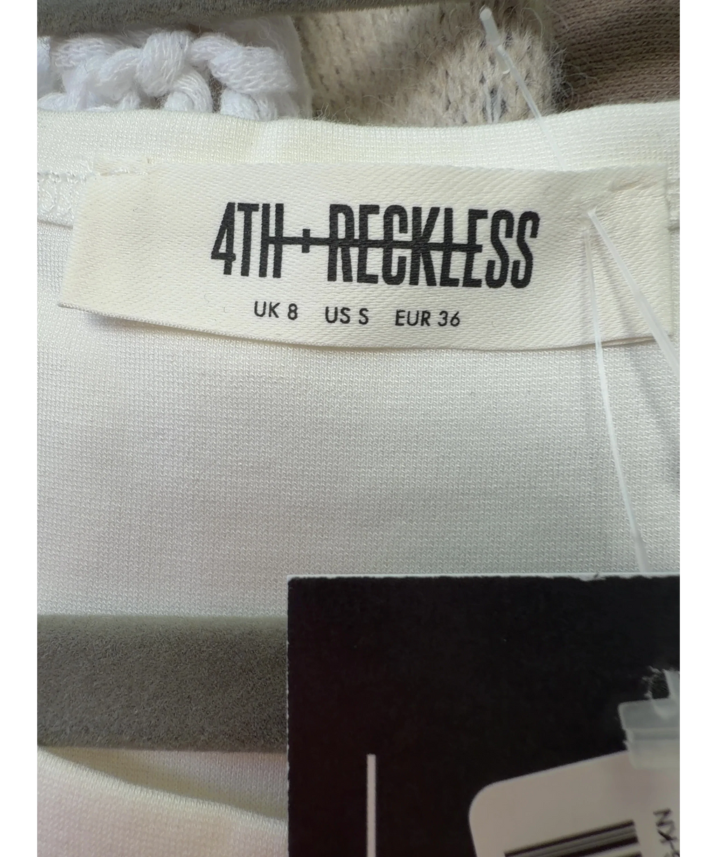 4th + Reckless White knit drop-waist midi/maxi dress, size UK 8 — detail