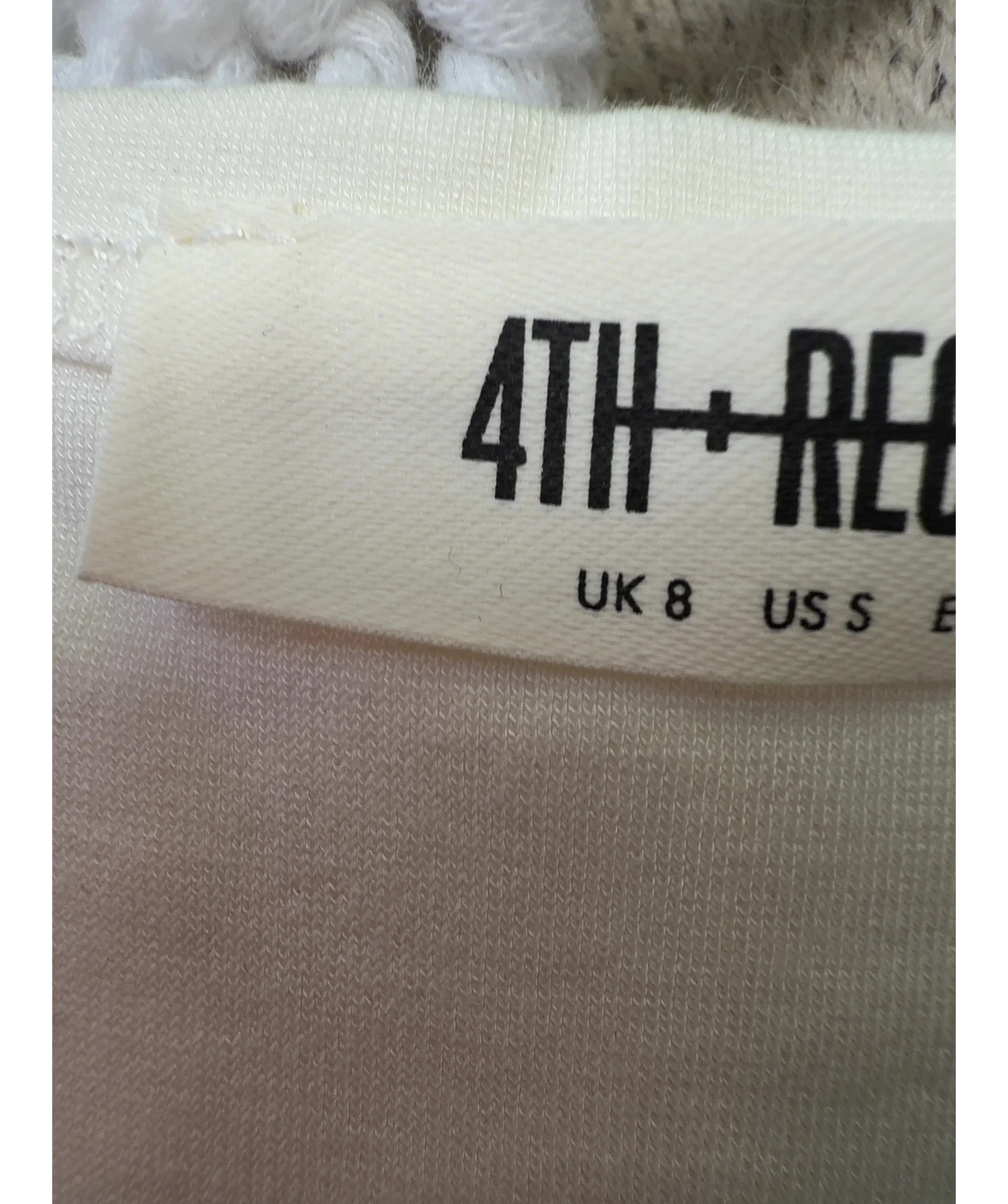 4th + Reckless White knit drop-waist midi/maxi dress, size UK 8 — care label