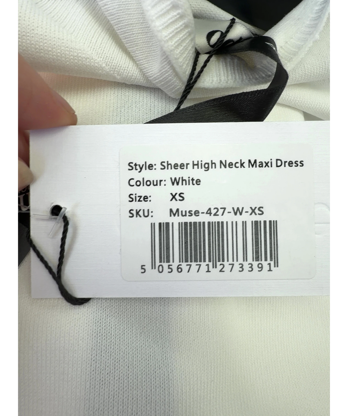 ODD MUSE White Sheer High Neck Maxi Dress, size UK XS — care label