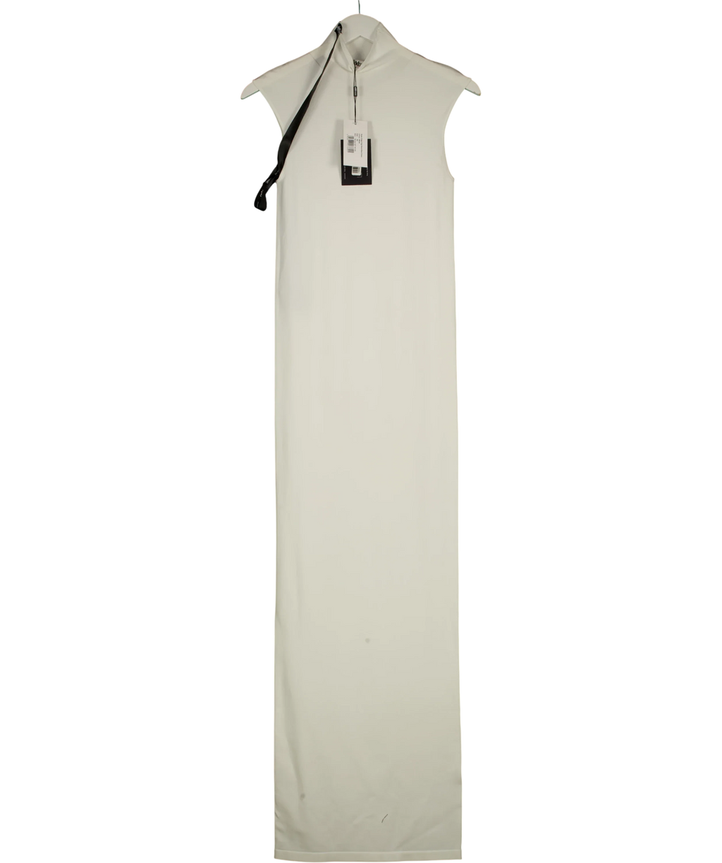 ODD MUSE White Sheer High Neck Maxi Dress, size UK XS — front