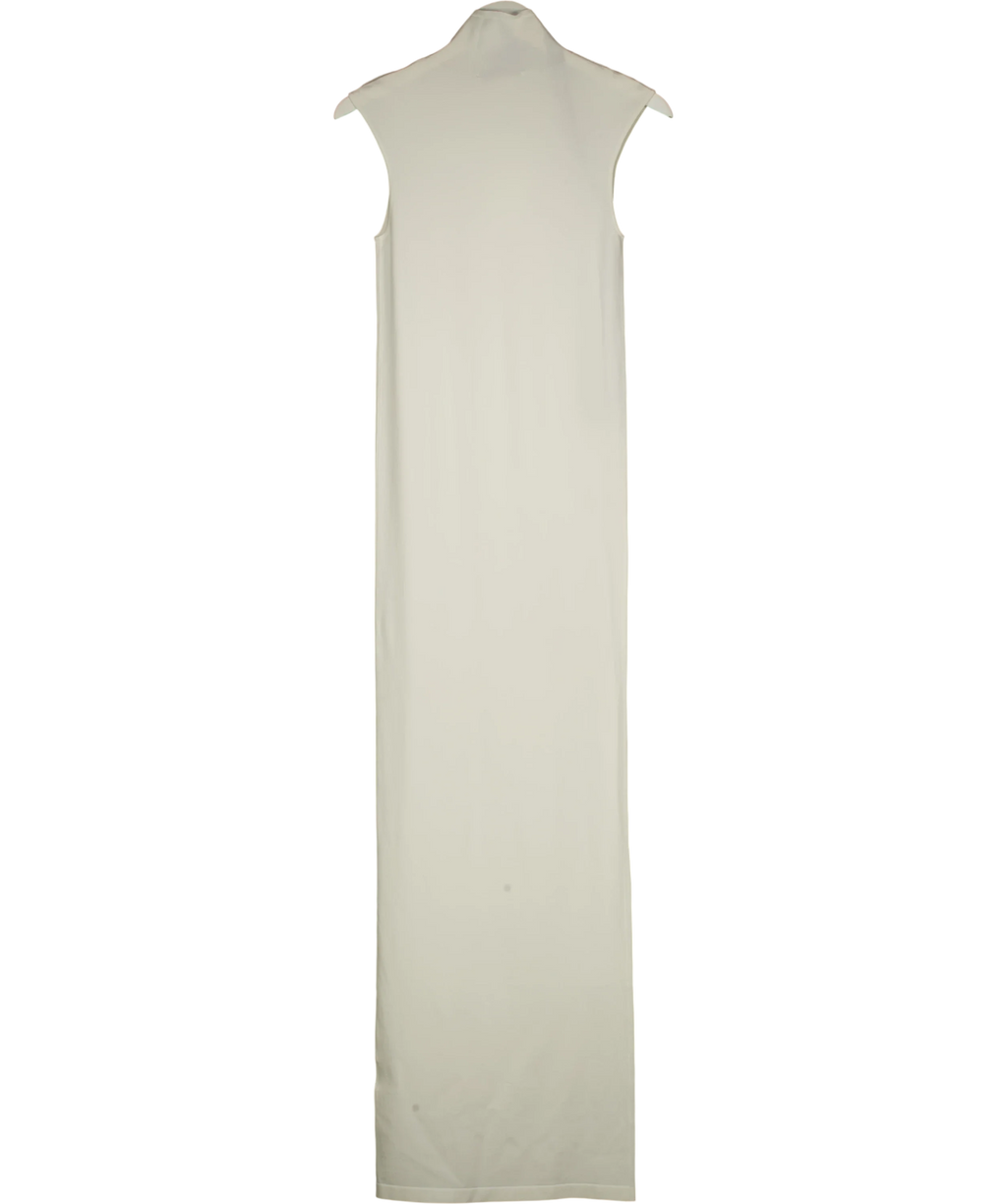 ODD MUSE White Sheer High Neck Maxi Dress, size UK XS — back