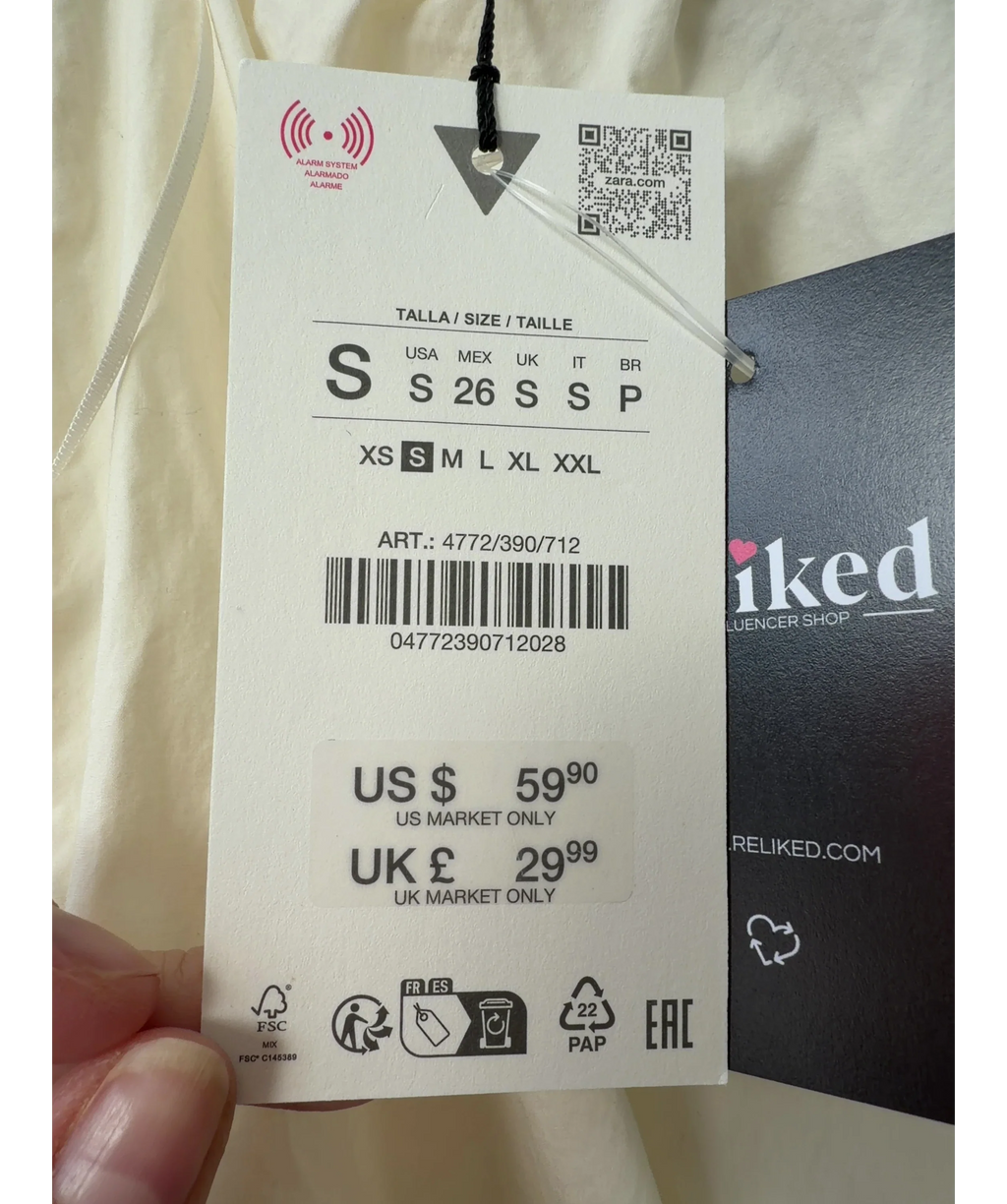 ZARA Cream Colour, size UK S — care label