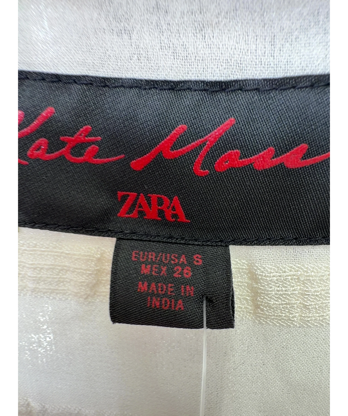 ZARA Cream Striped Embroidered Sash / Mini Dress, size UK S — care label