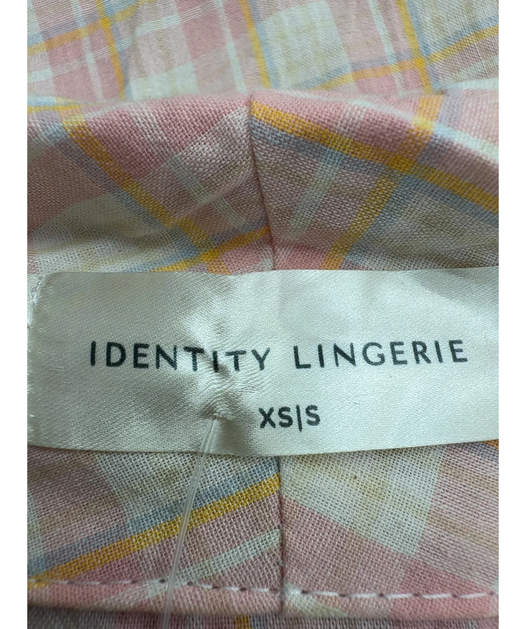 Identity Lingerie Pink Cotton Dressing Gown in Gingham Check, size UK XS/S — detail