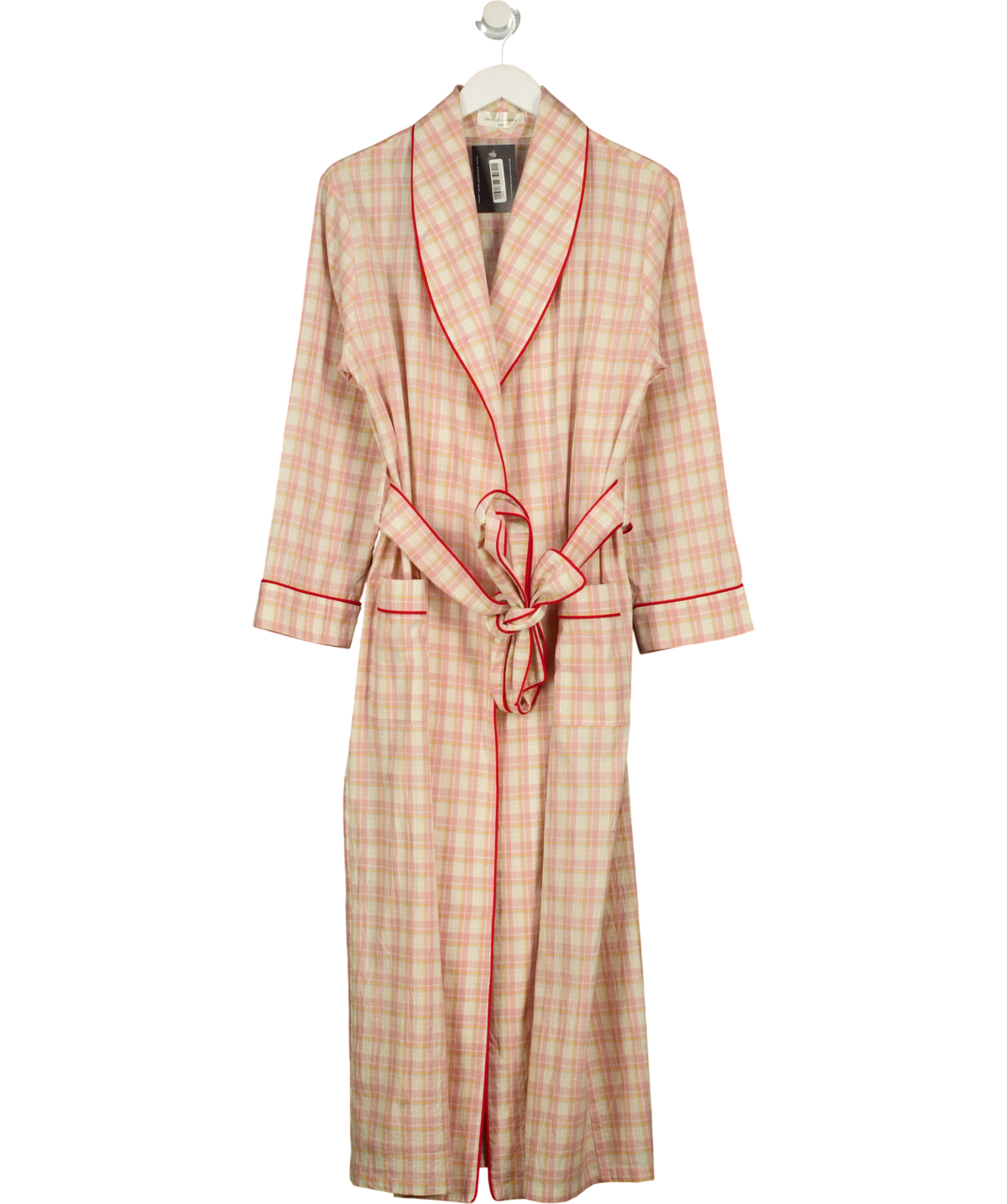 Identity Lingerie Pink Cotton Dressing Gown in Gingham Check, size UK XS/S — front