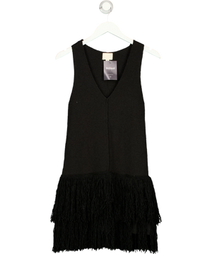 H&M Black V-Neck Fringed Dress UK XS