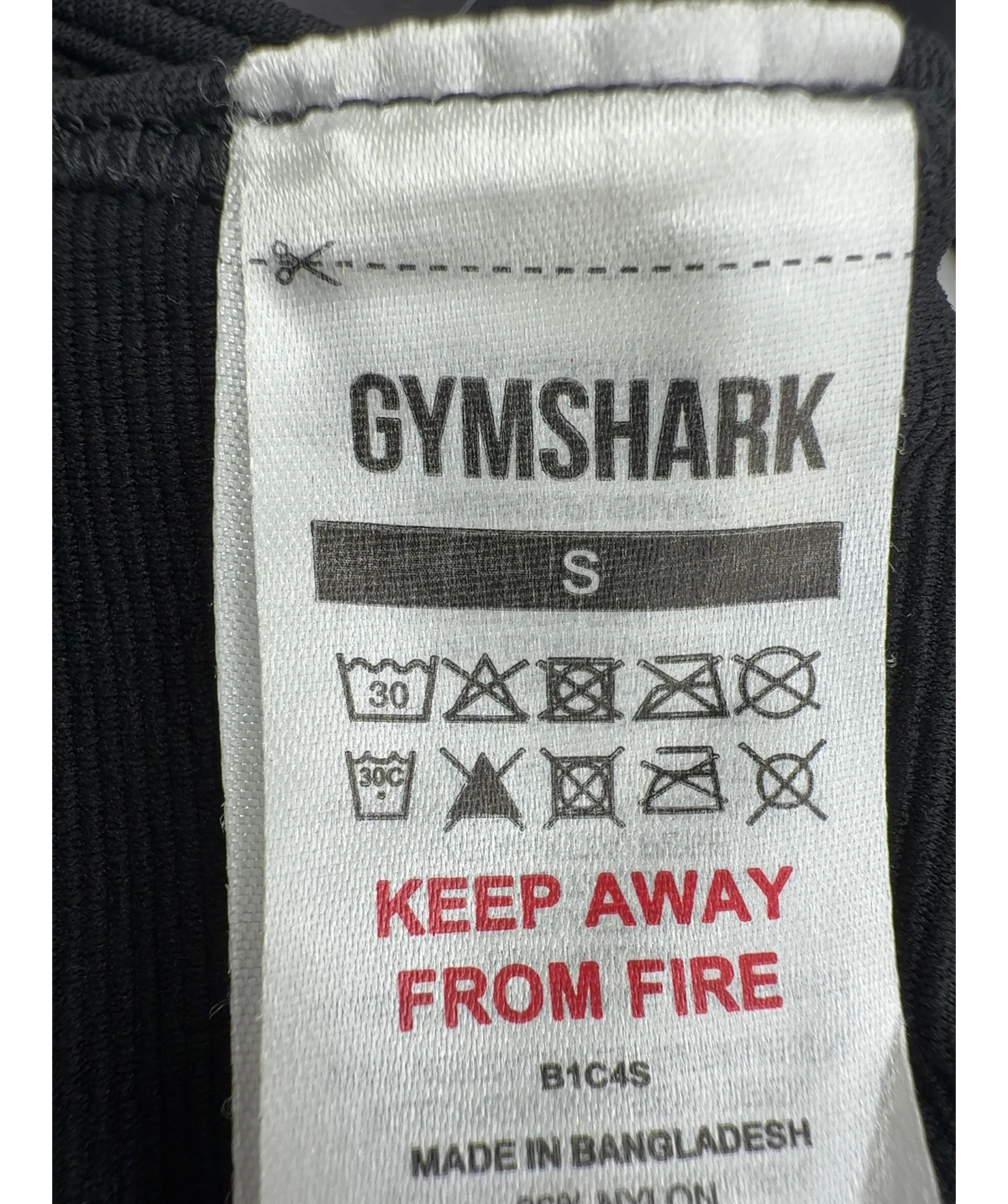 GYMSHARK Black Everyday Seamless All-In-One, size UK S — care label