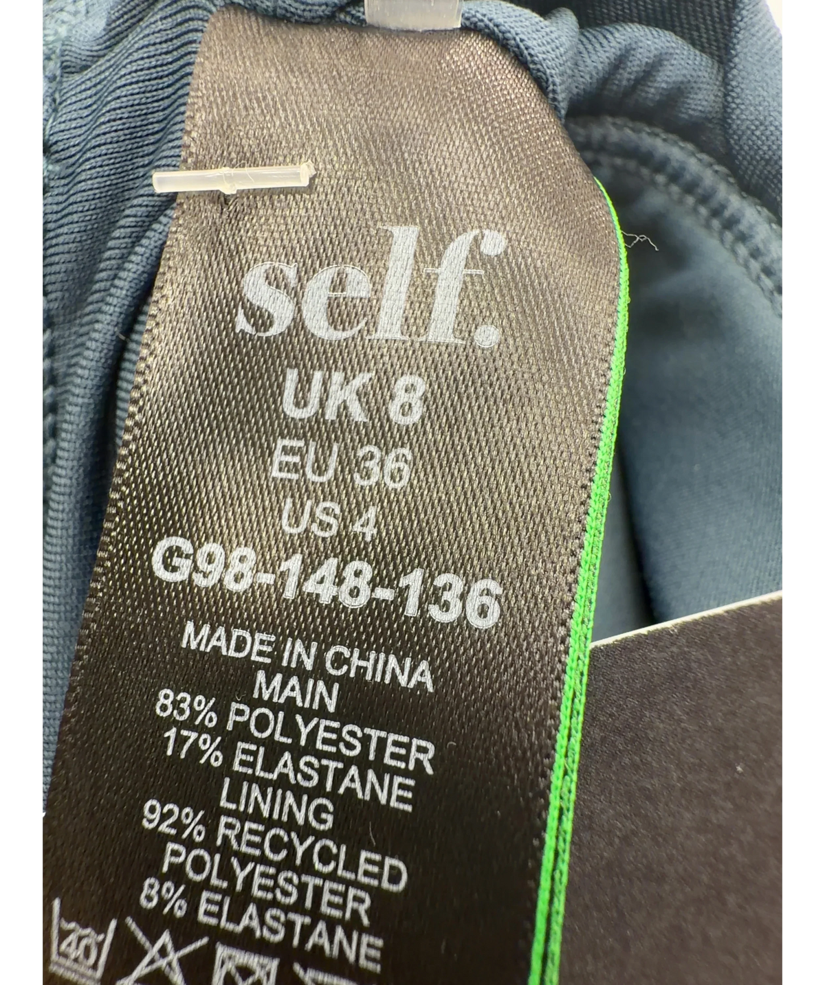 self Blue blue co-ord set, size UK 8 — care label
