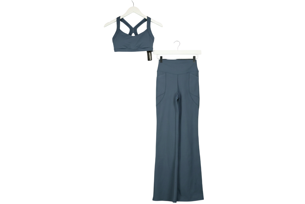 Self Blue 2-piece activewear top & flared leggings Co-Ord Set UK 8