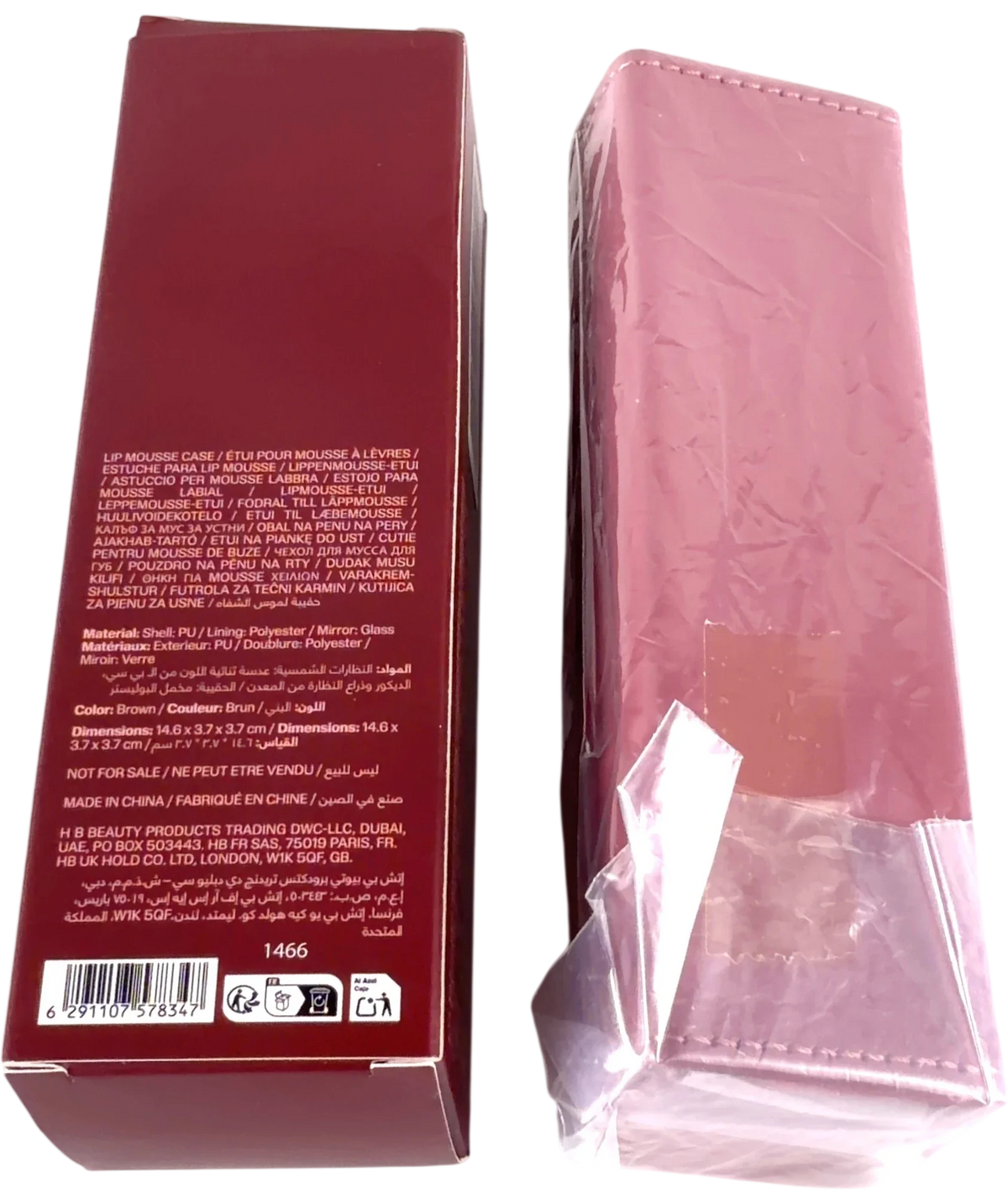 Huda Beauty pink LIP MOUSSE CASE, size 1 — back