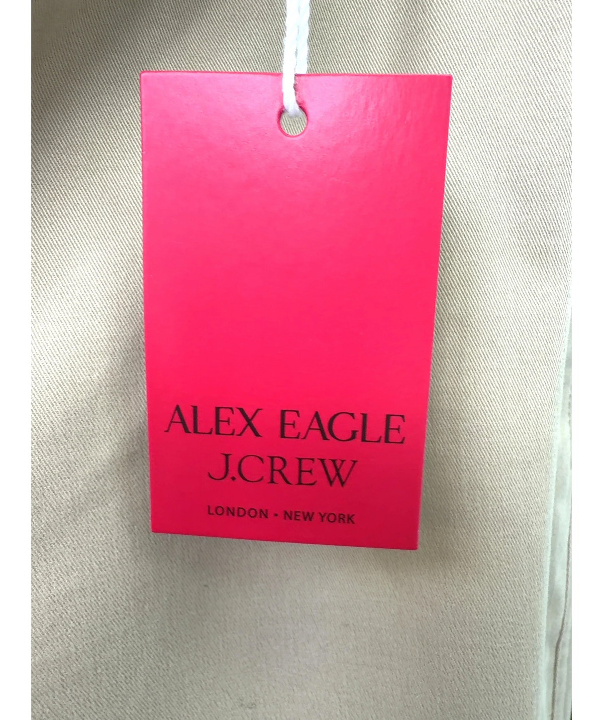 Alex Eagle J.Crew Beige Stretch Chino Trousers, size UK 6 — detail